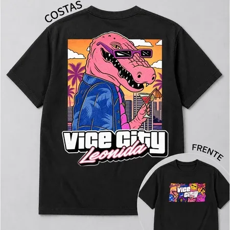 Camiseta GTA 6 Vice City Leonida Rockstar Gamer San Andreas 100% Algodão Masculino Feminino Unissex