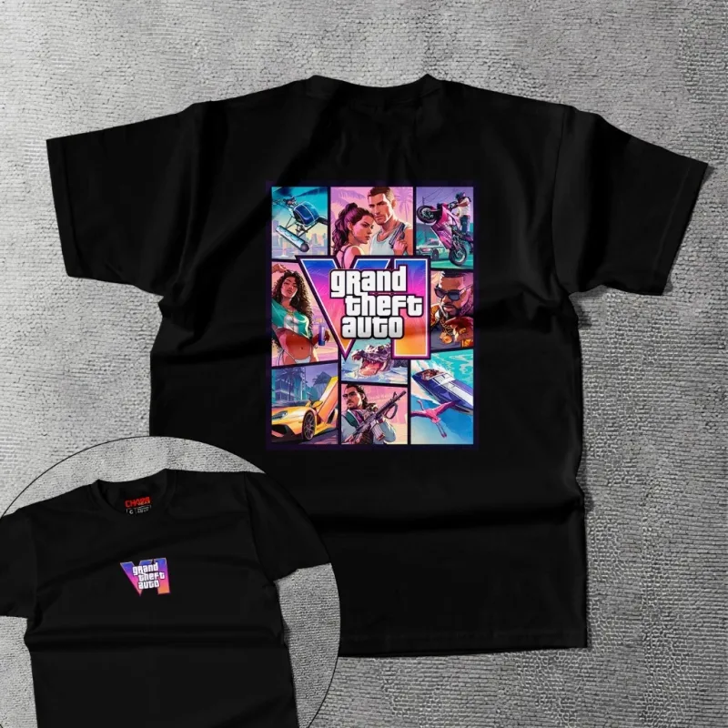 Camiseta GTA 6 Estampada Unissex Masculina Feminina Grand Theft Auto Gamer Streetwear